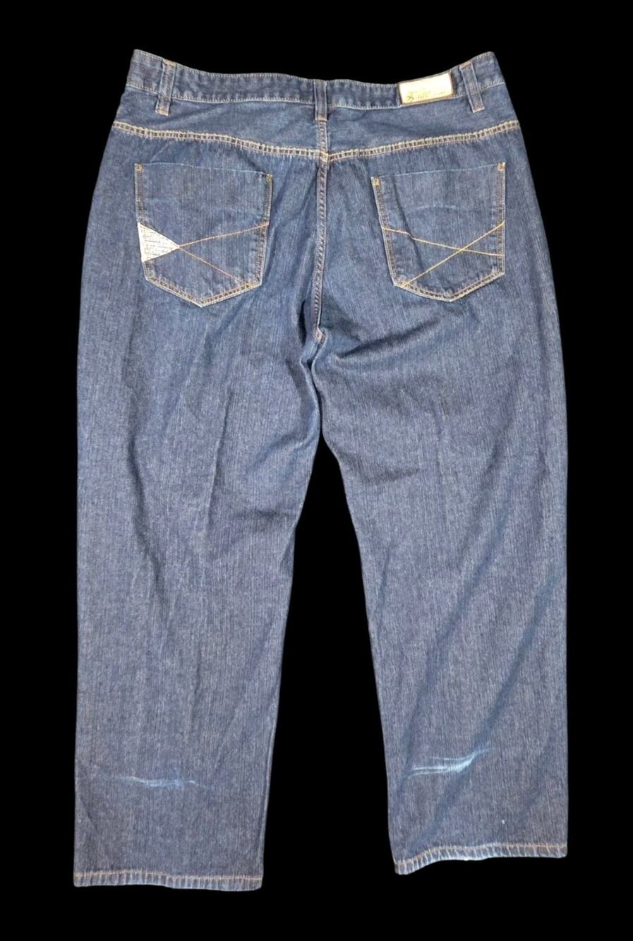 Y2K Enyce Baggy Denim Blue Jeans Wide Leg Streetwear Hip-Hop Skater 42x32 Actual